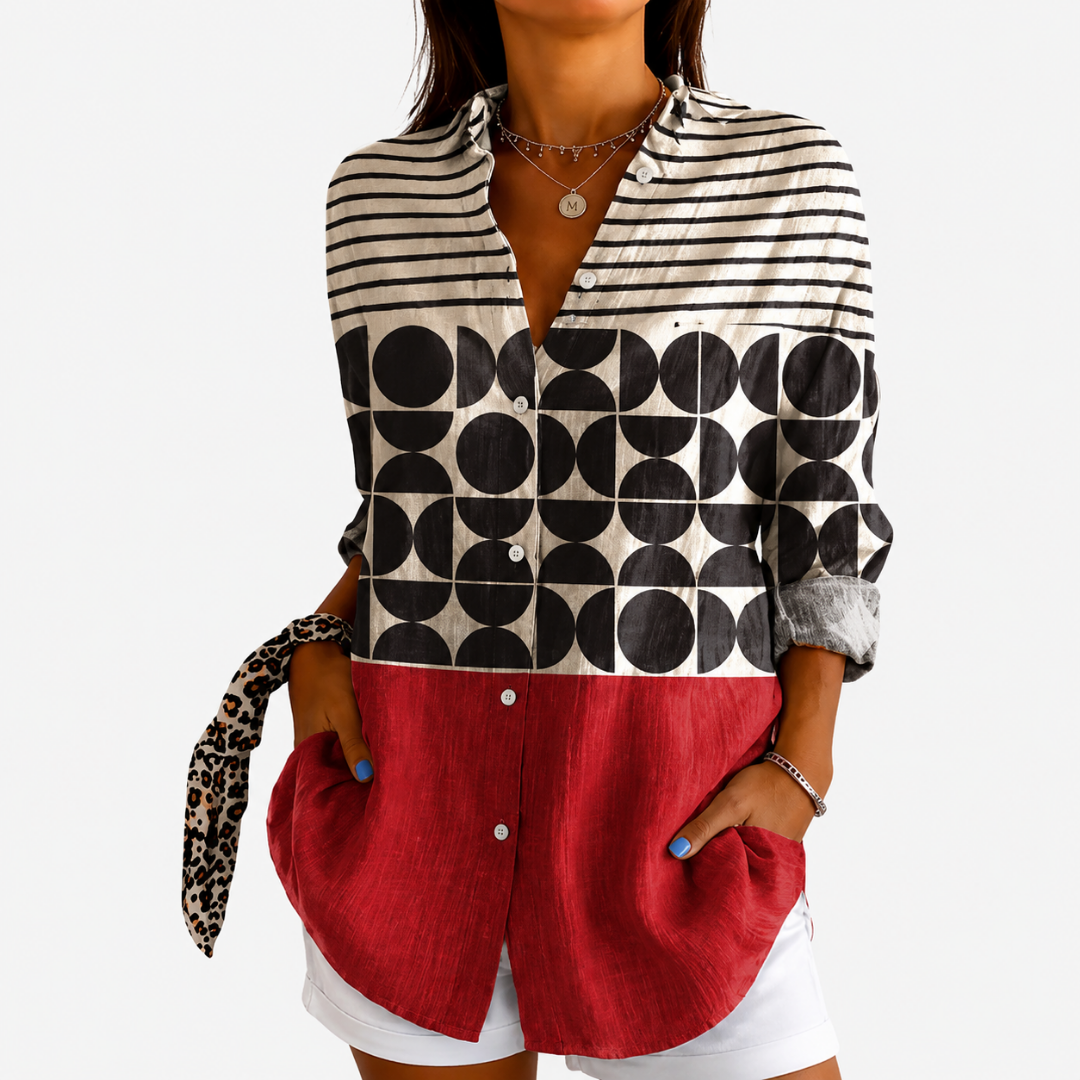 Blusa de color blocking de estilo retro