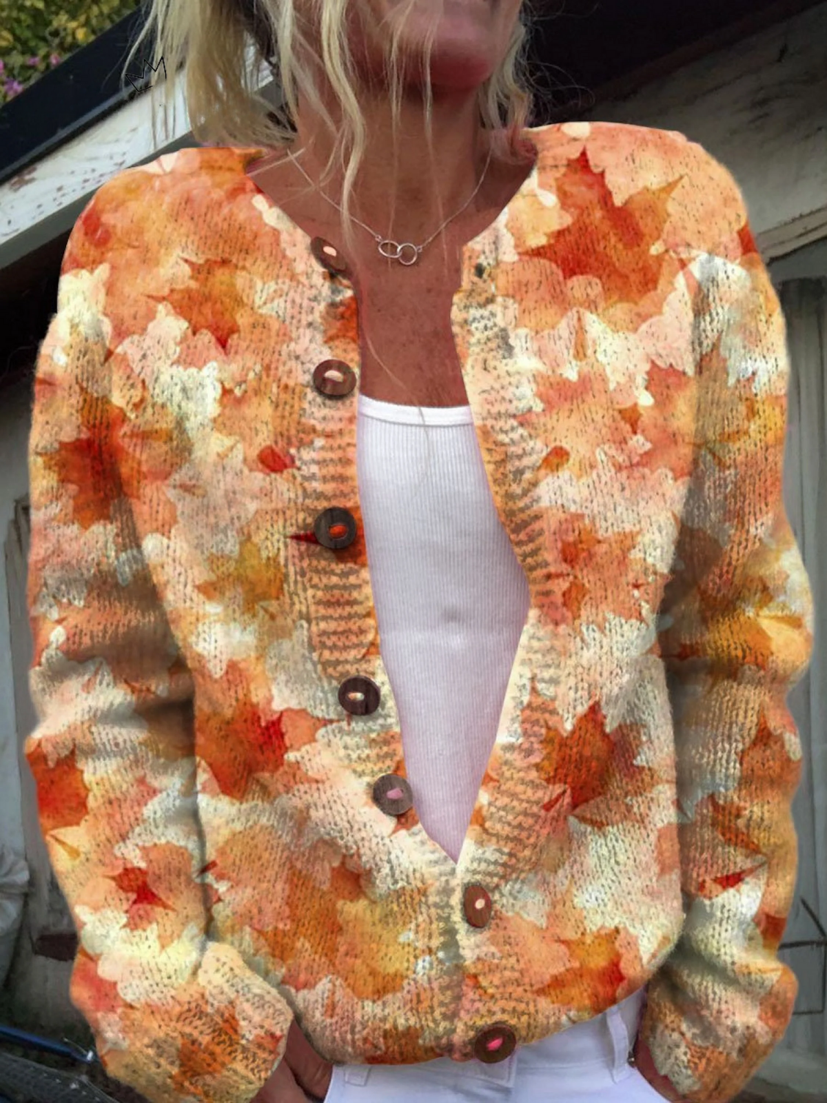 BRIARWOOD™ | Cardigan en tricot vintage avec feuilles d'érable