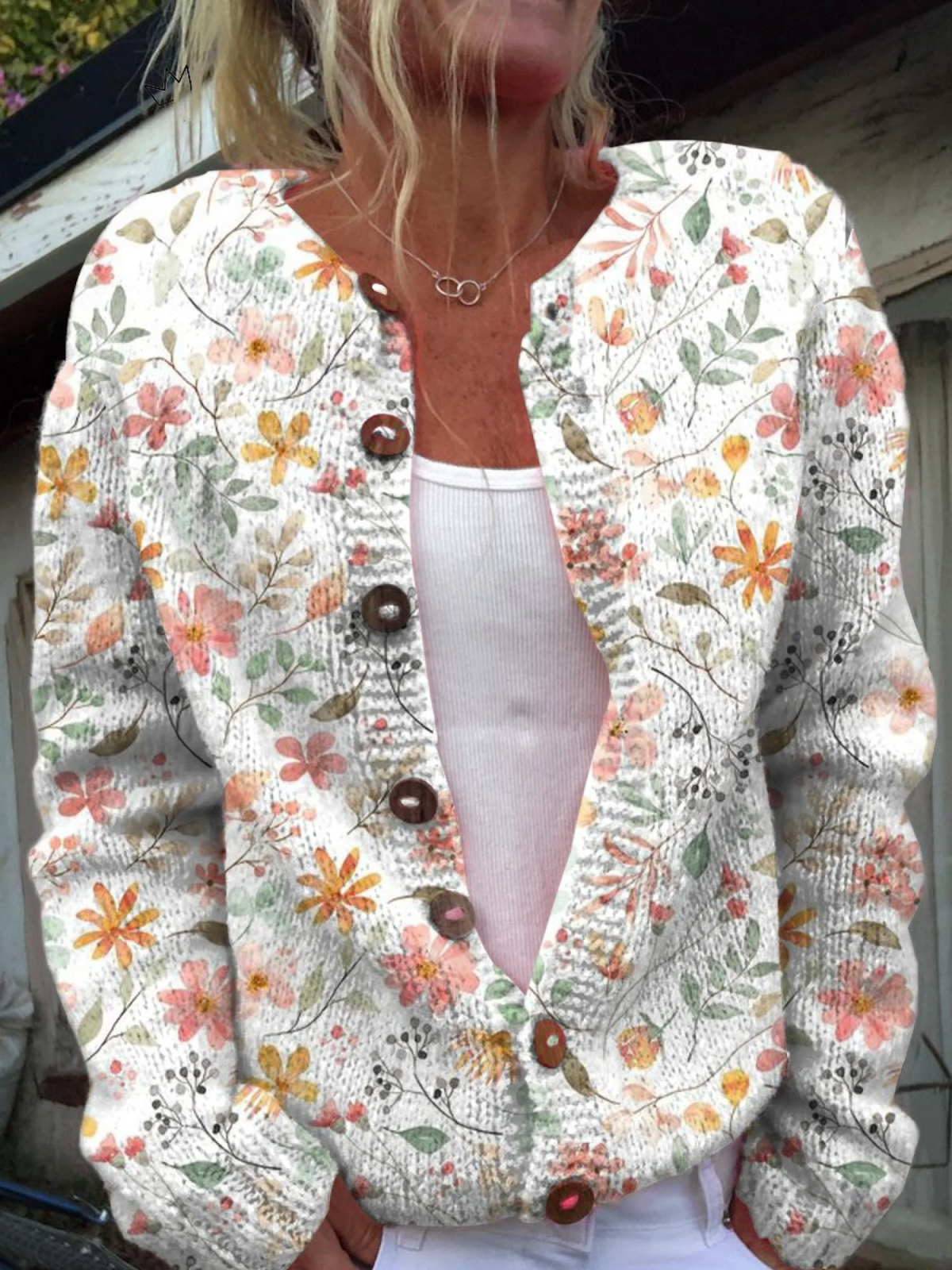 GRETA™ | Cárdigan de punto floral acuarela