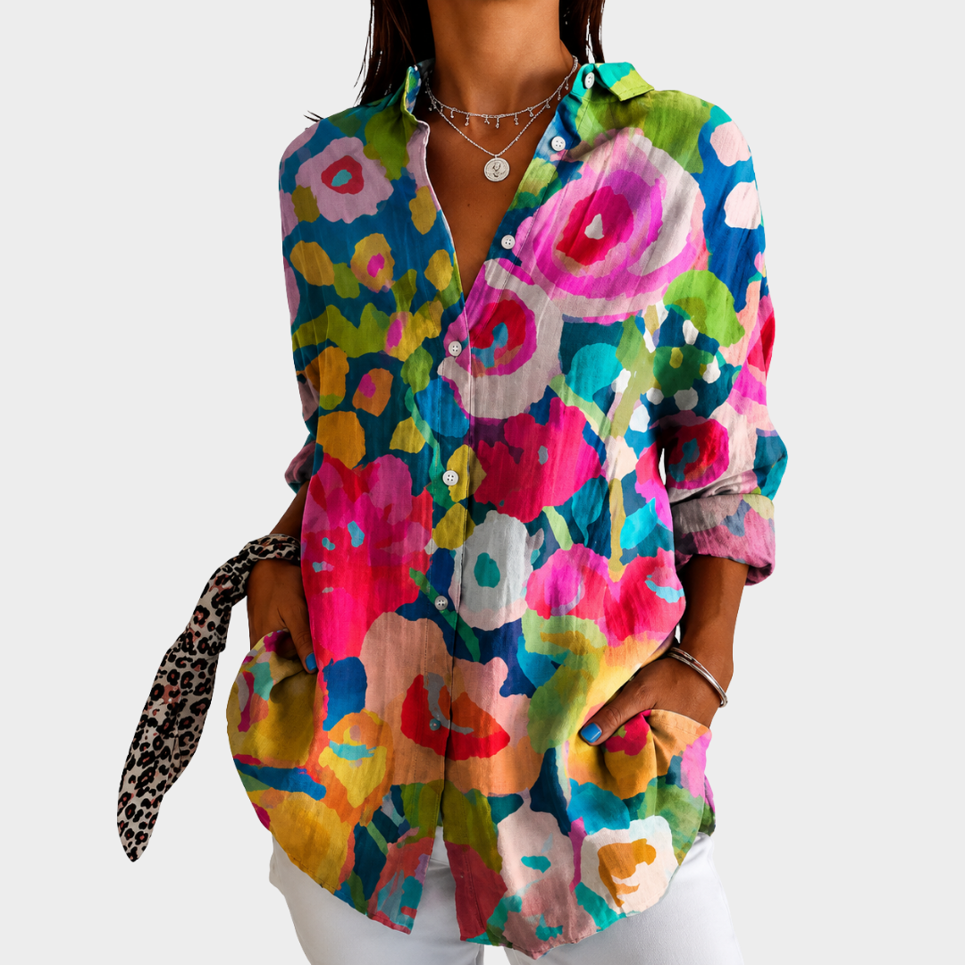 Blusa Pintada del Jardín con Brillo