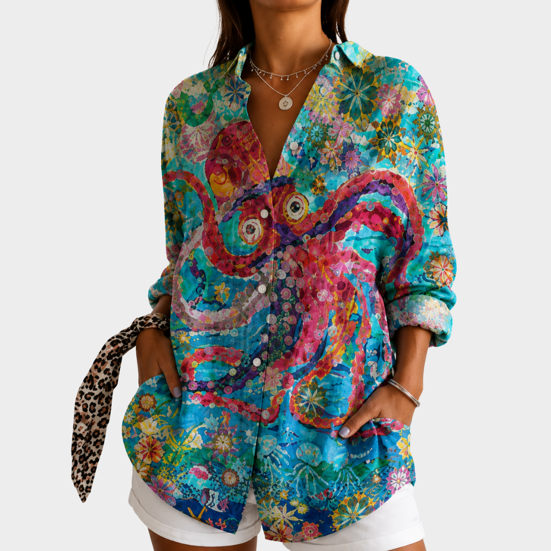 Blusa artística Ocean Bloom