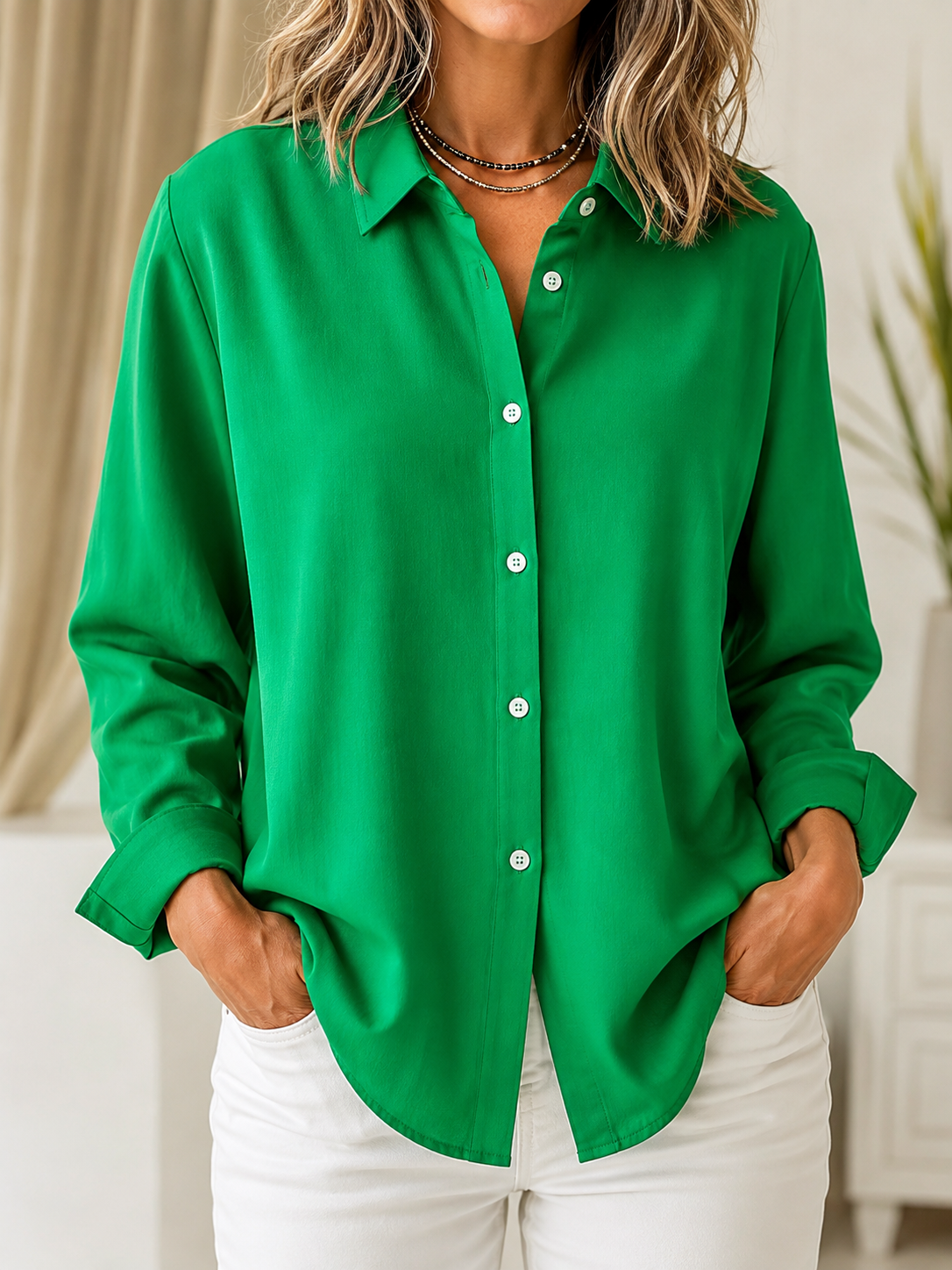 Marguerite | Blouse Classique Unie Boutonnée