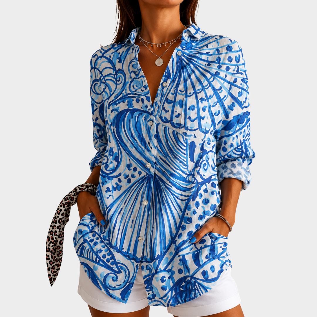 Camisa con estampado de conchas marinas