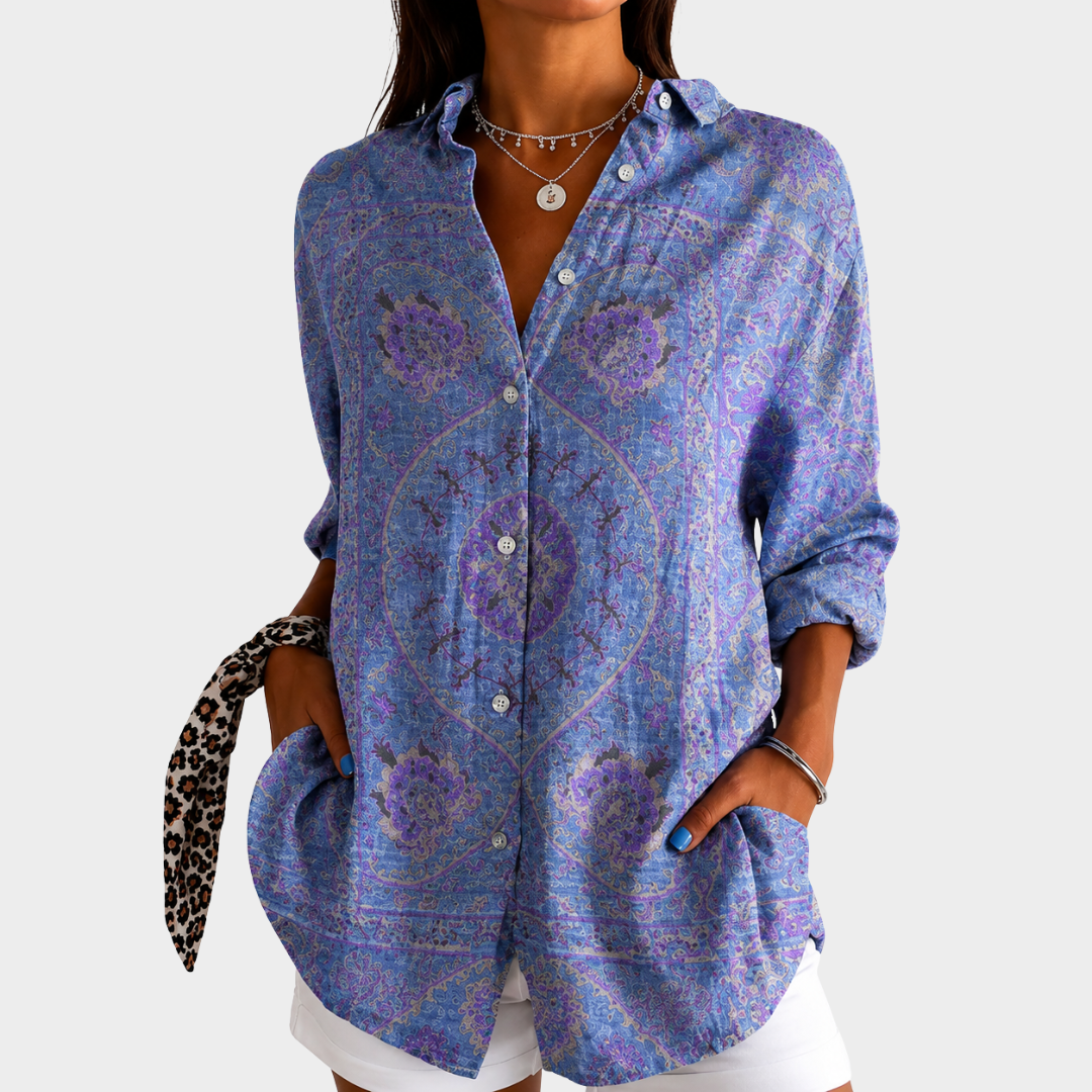 Blusa Grace con mosaico de lavanda