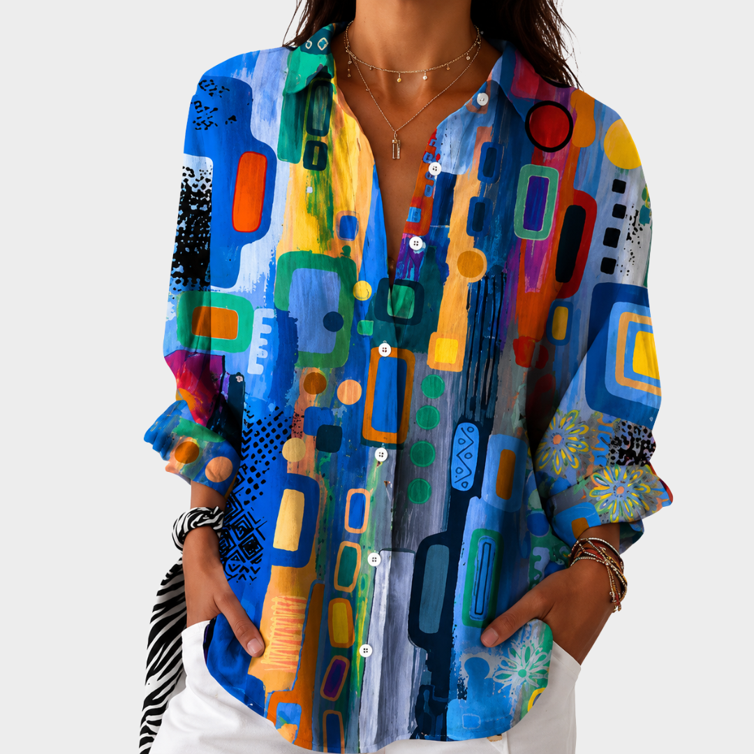 Blusa de mosaico vibrante