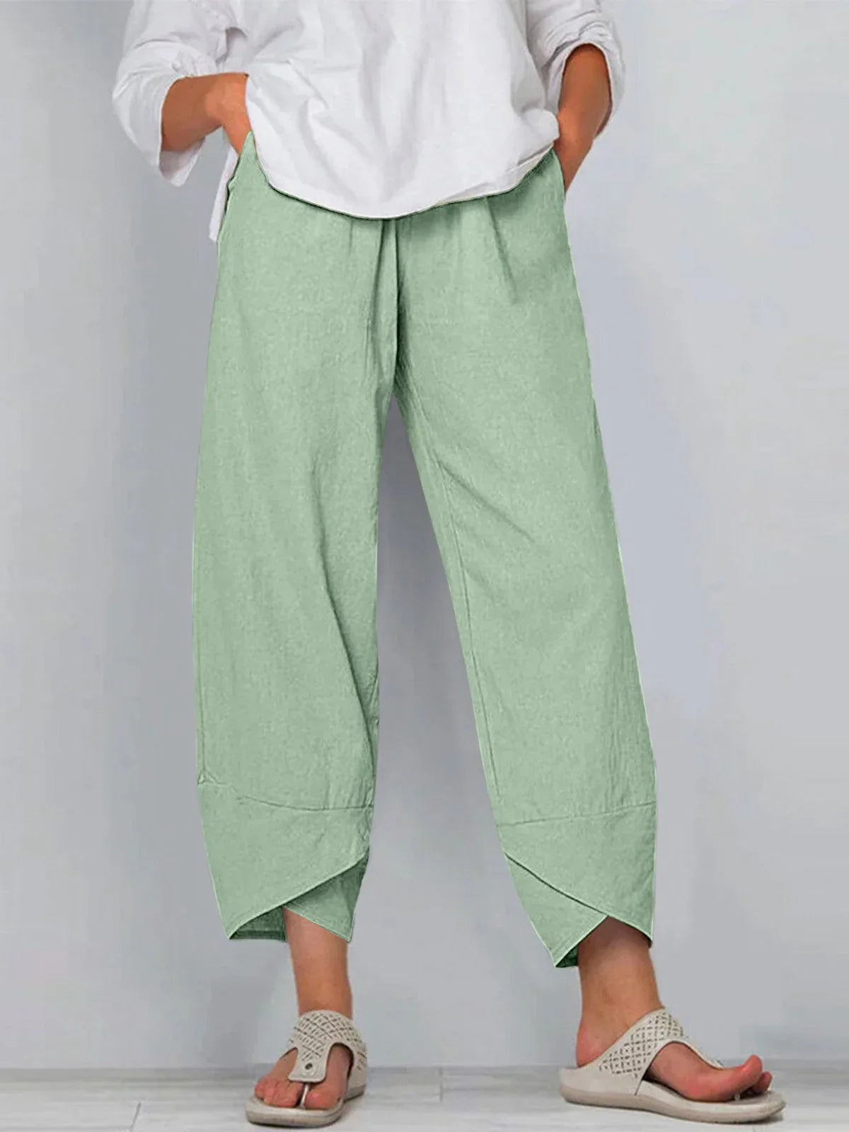 Giulia | Pantalones de lino y algodón de pierna ancha