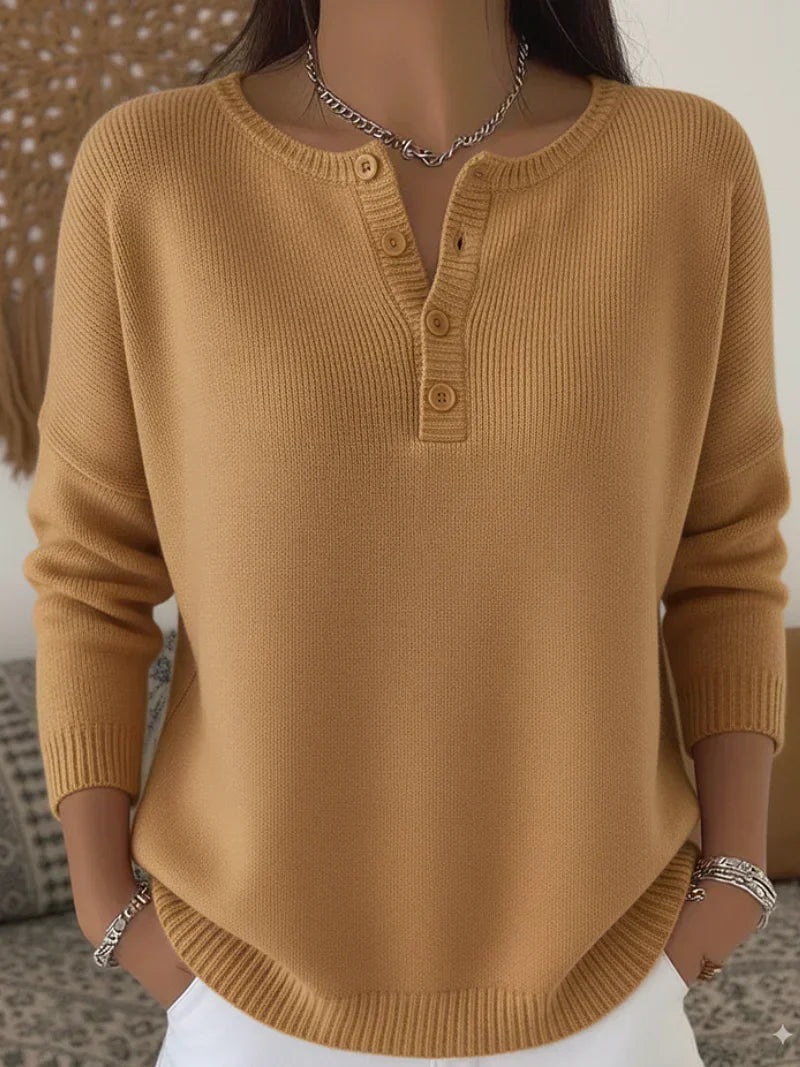 GABRIELLE™ | Jersey en tricot avec col Henley boutonné