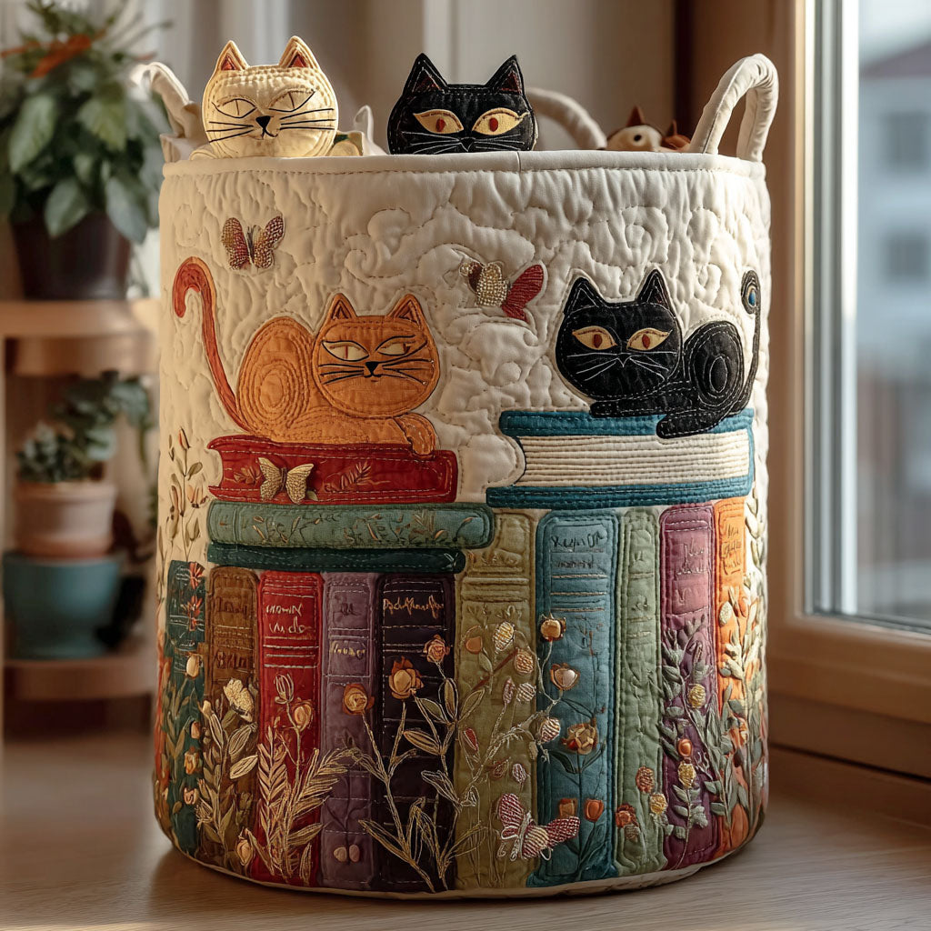 Panier rembourré avec défilé de chats