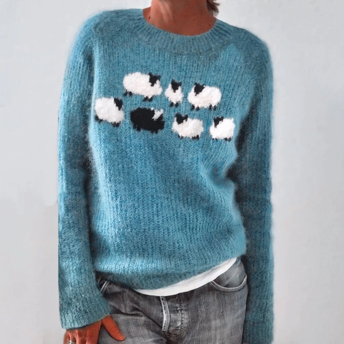 Bianka | Pull Douillet à Motif Moutons