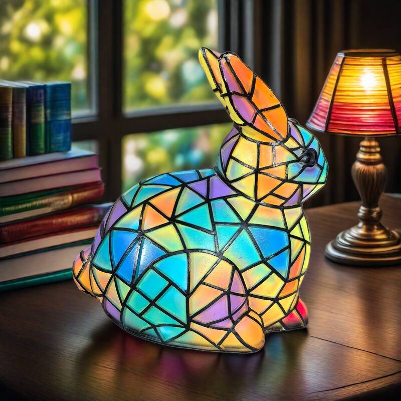 Lampe magique en verre coloré en forme de lapin