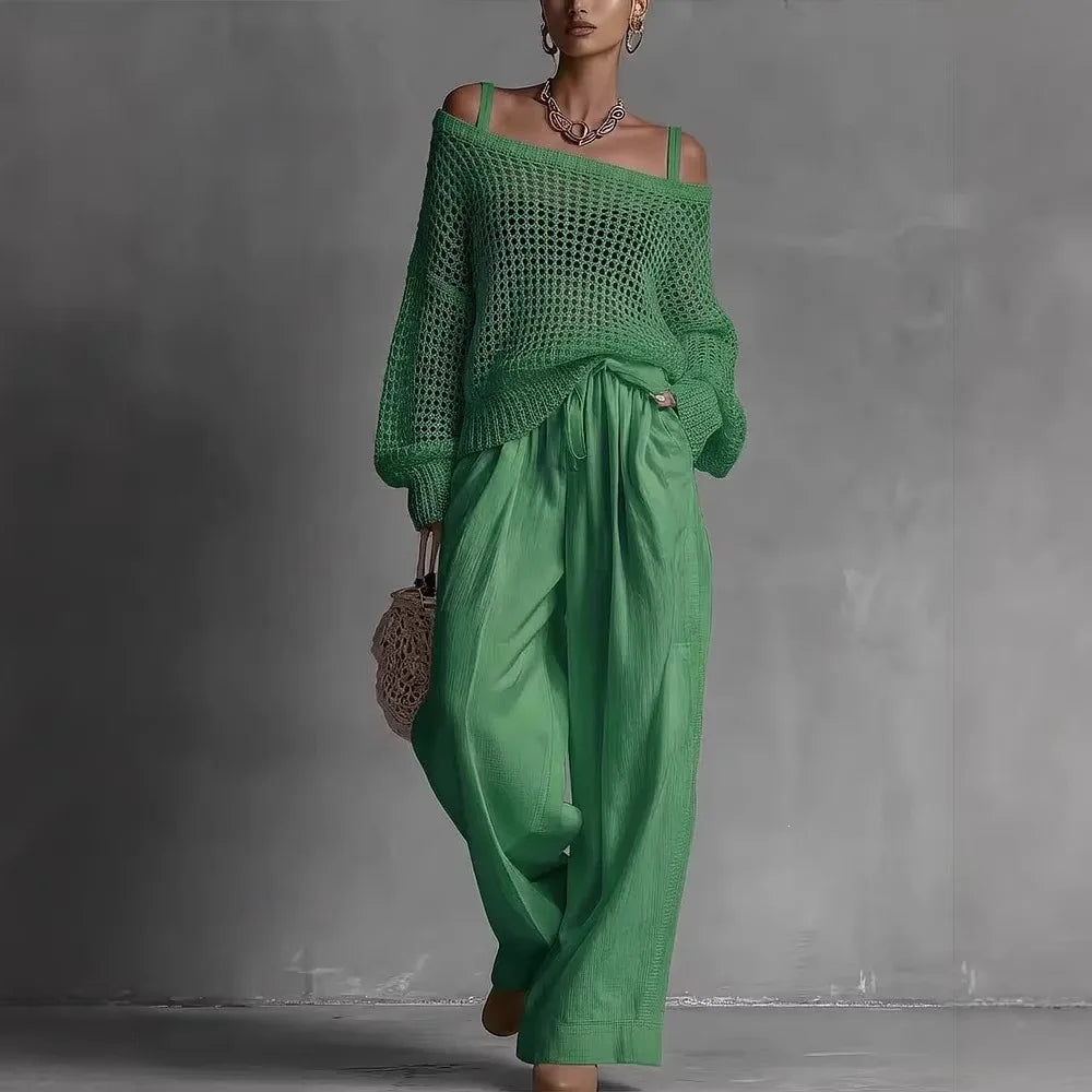 Claribel | Ensemble épaule dénudée et pantalon large