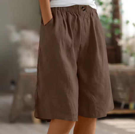 Hana | Pantalones Cortos de Lino con Cintura Elástica