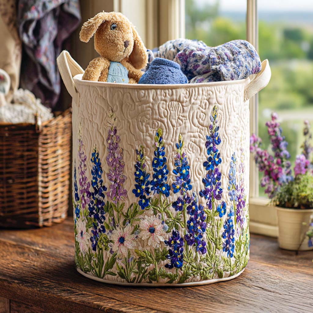 Panier matelassé à motif de prairie de fleurs sauvages