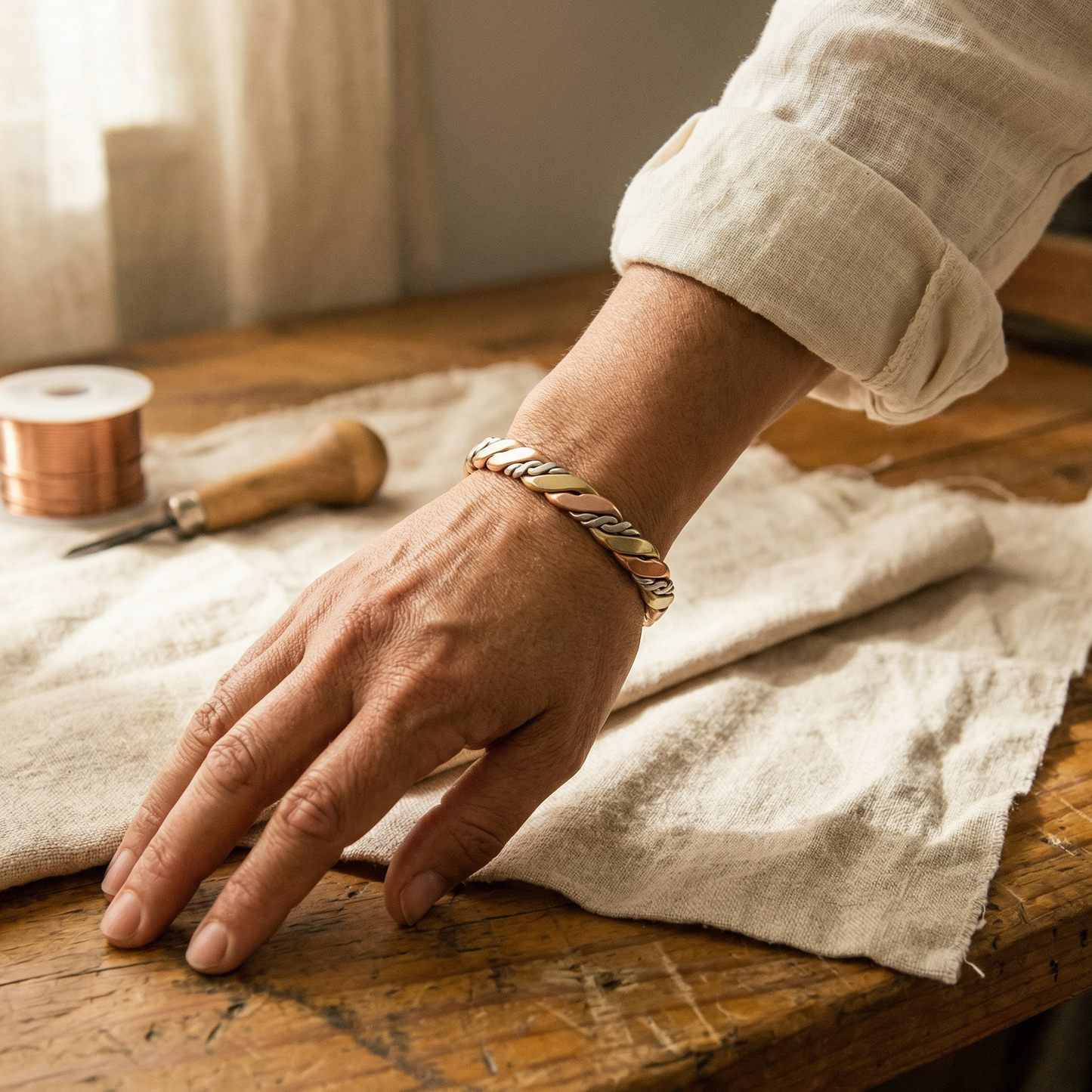Pulsera de piedra y cobre