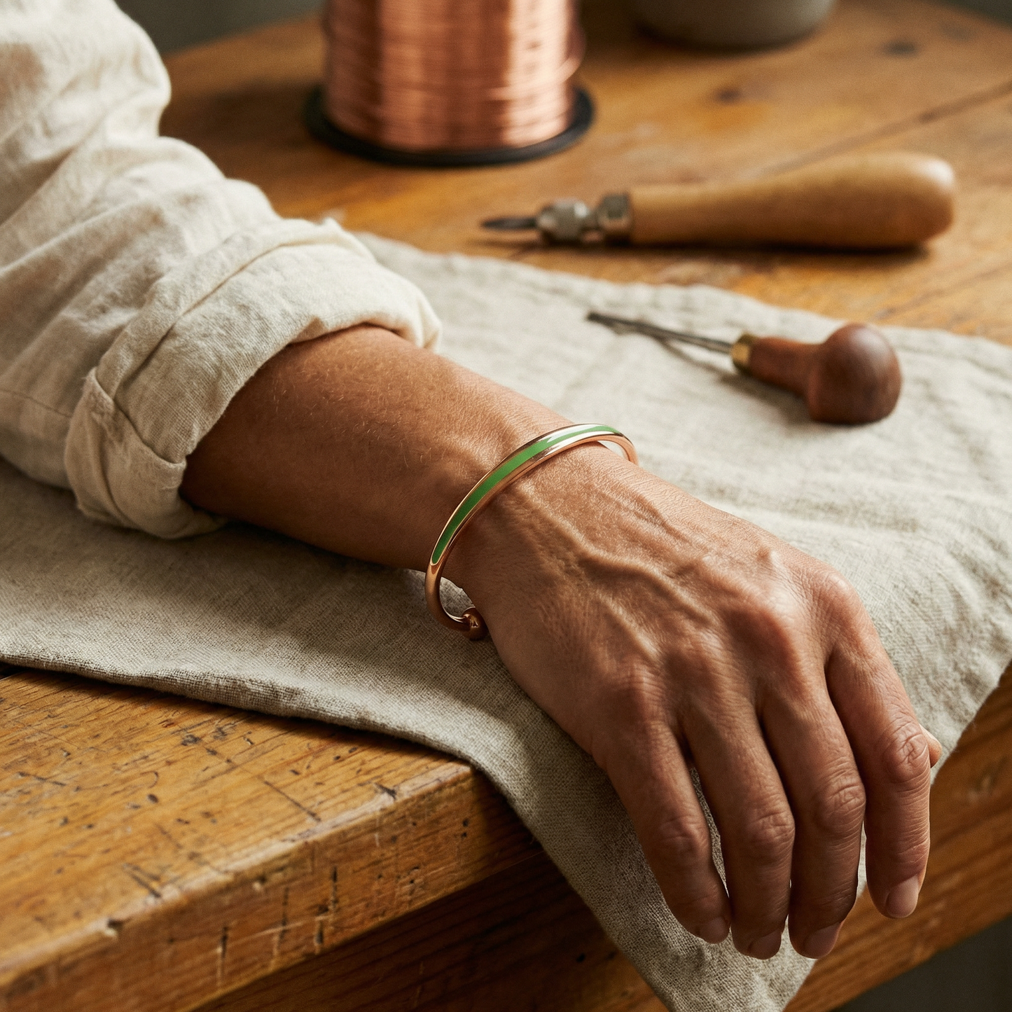 Pulsera de jade y cobre
