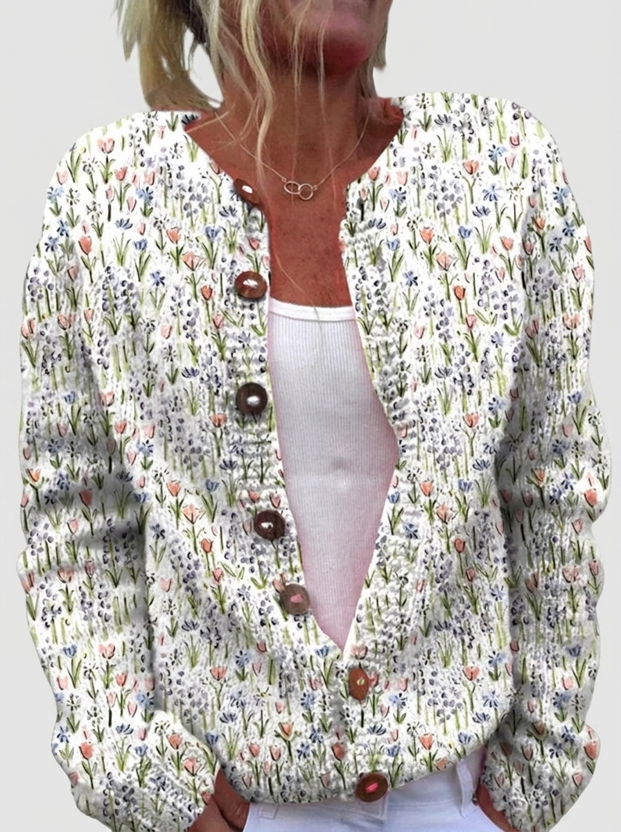 Amandine — Cardigan à fleurs sauvages