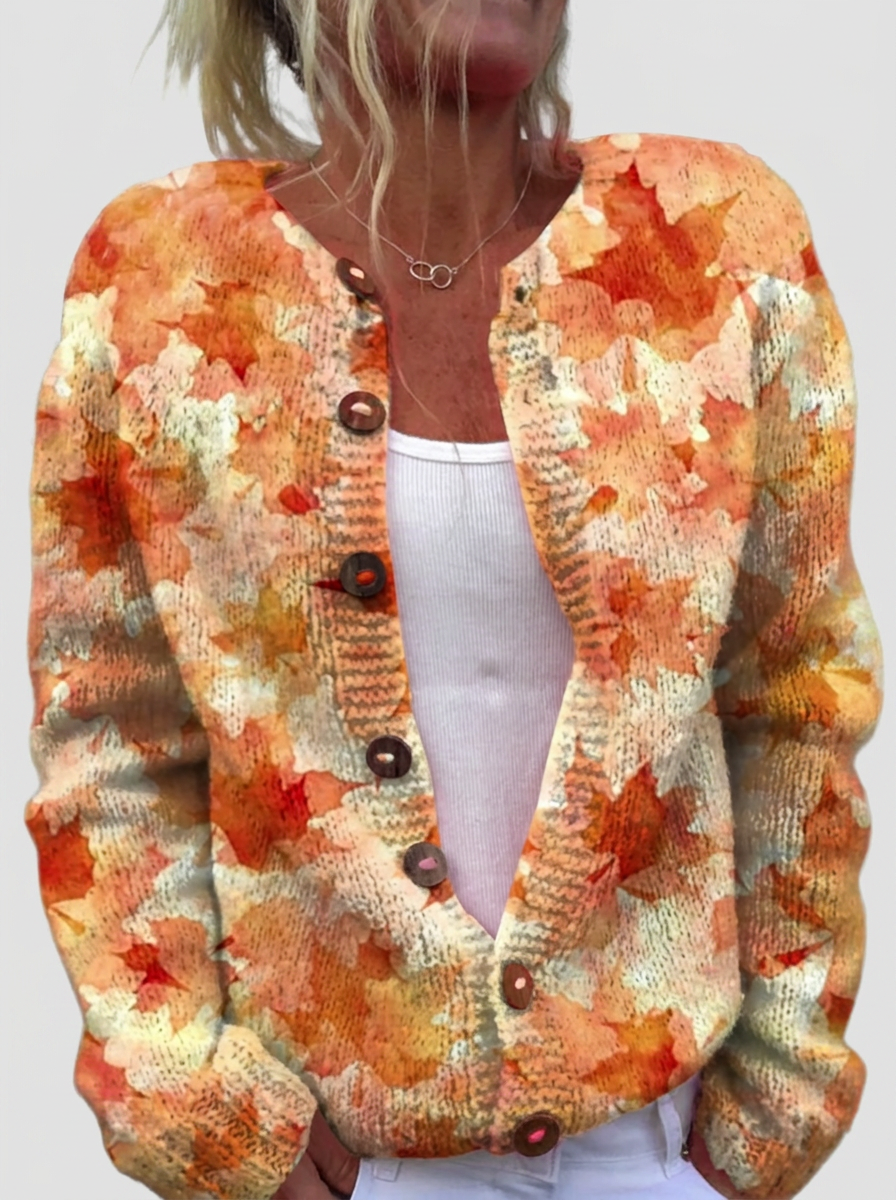 Madeleine — Cardigan à feuilles d’automne