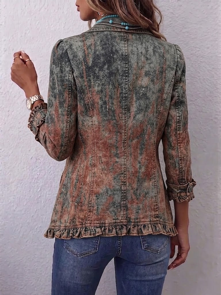 BÉNÉDICTE | Chaqueta texturizada con efecto degradado y volante