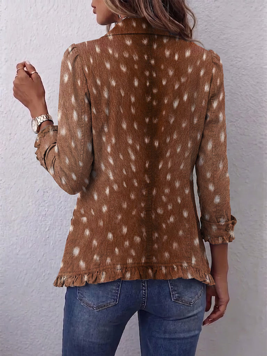 AMANDINE | Chaqueta con estampado animal y volante
