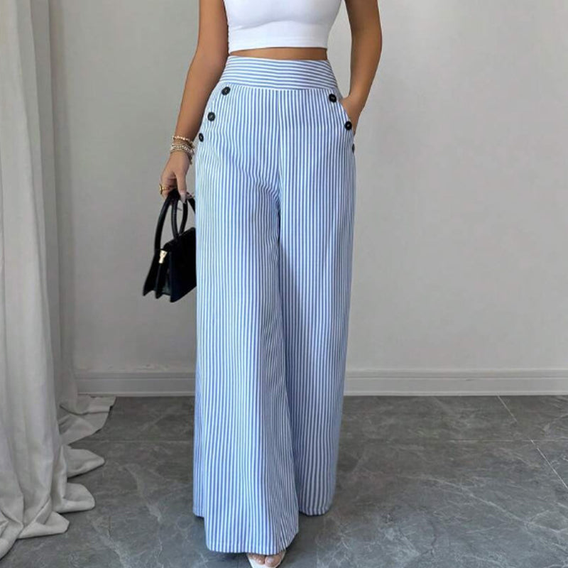 Pantalones de lino rayas azules y blancas