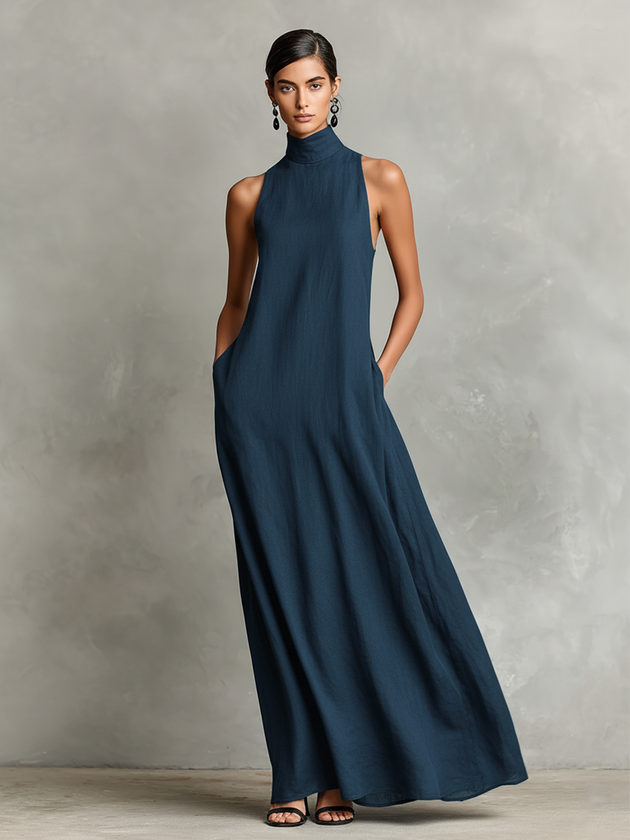 Nerina | Robe longue douce à col roulé