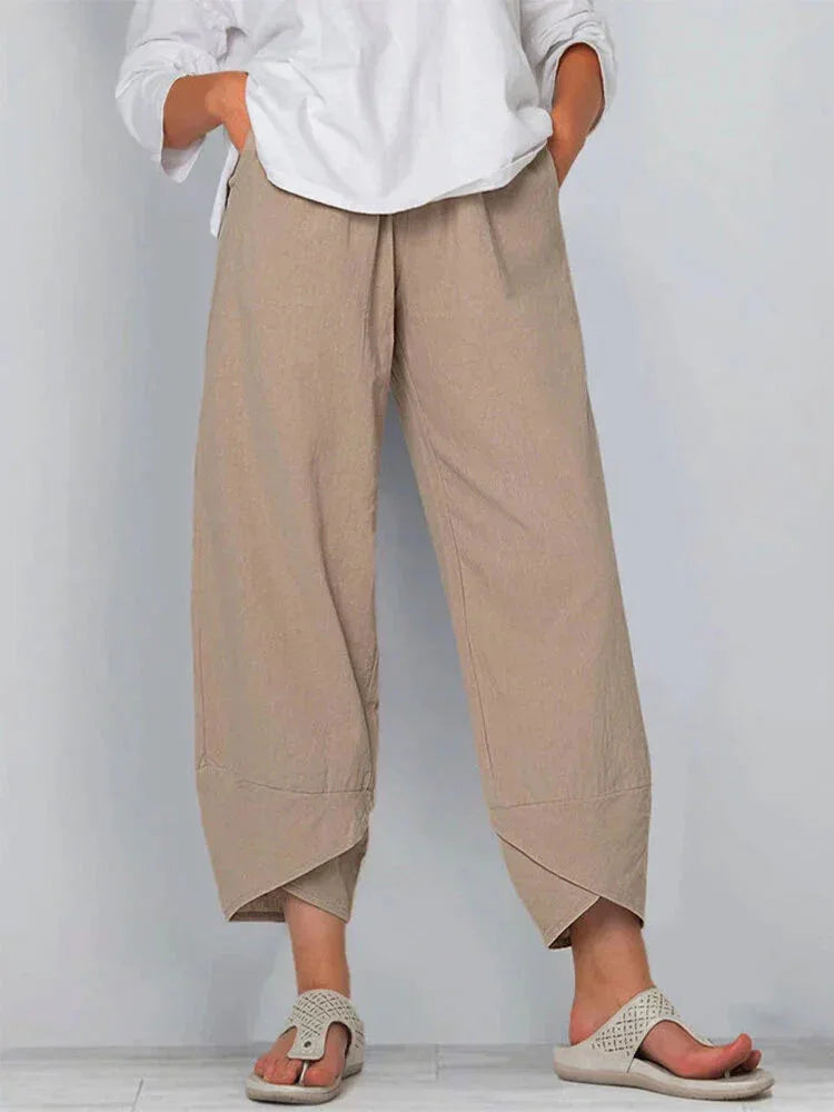 Giulia | Pantalones de lino y algodón de pierna ancha