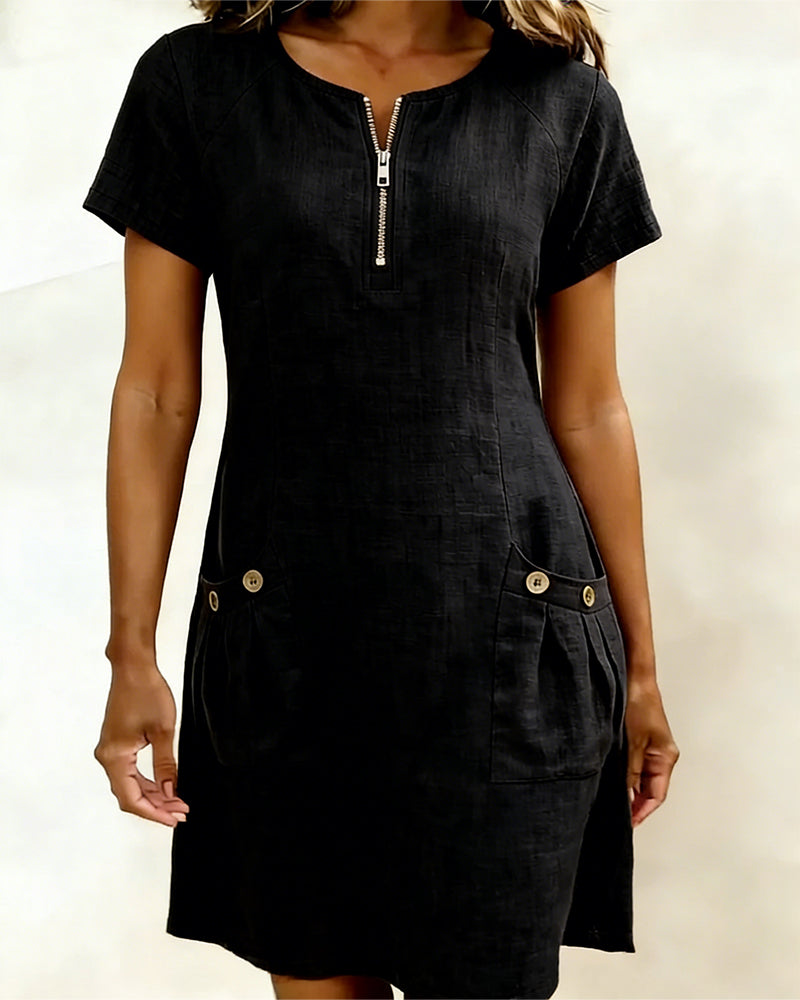 Zelora® | Vestido de algodón con cierre de cremallera