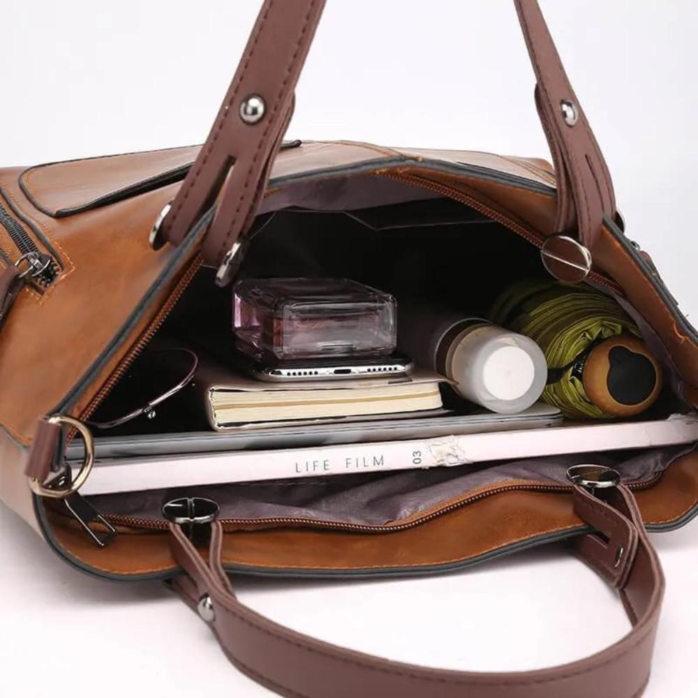 Leticia - Bolso Tote Vintage con Bolsillos Laterales