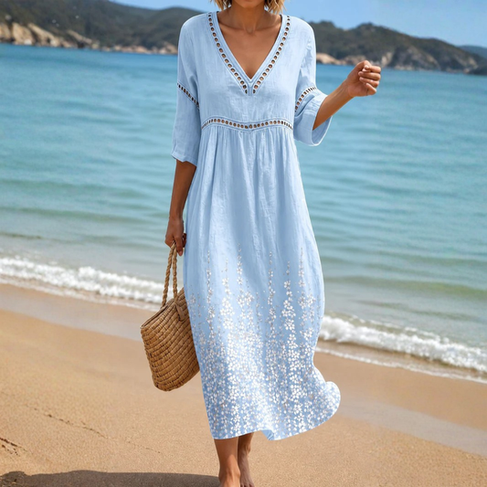 VESTIDO MIDI SUAVE EN AZUL