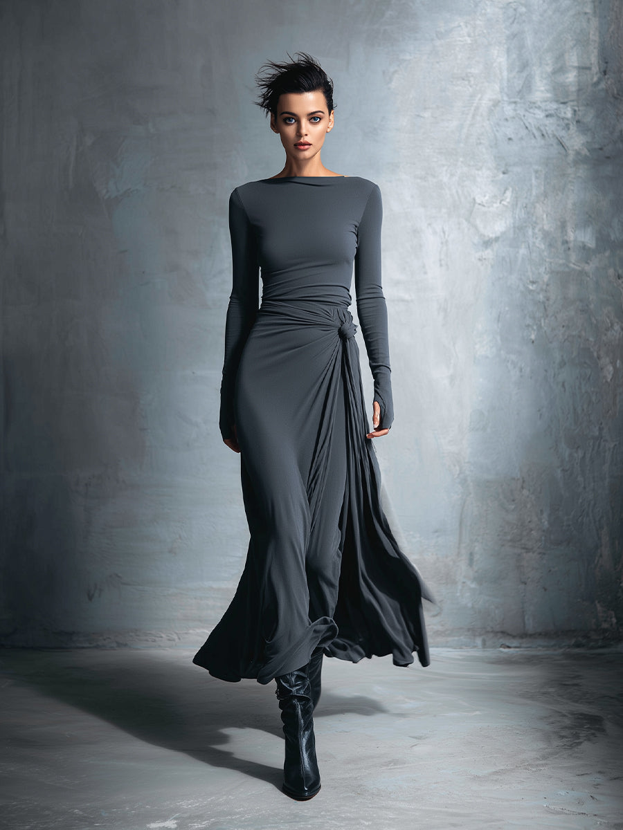 NADÈGE ❘ Robe longue avec nœud latéral