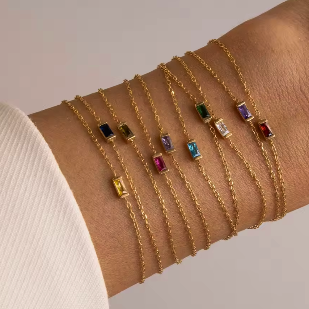 Pulsera Heartline con piedra de nacimiento