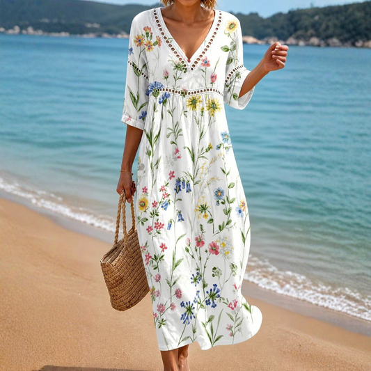 VESTIDO MIDI LIGERO CON FLORES SILVESTRES