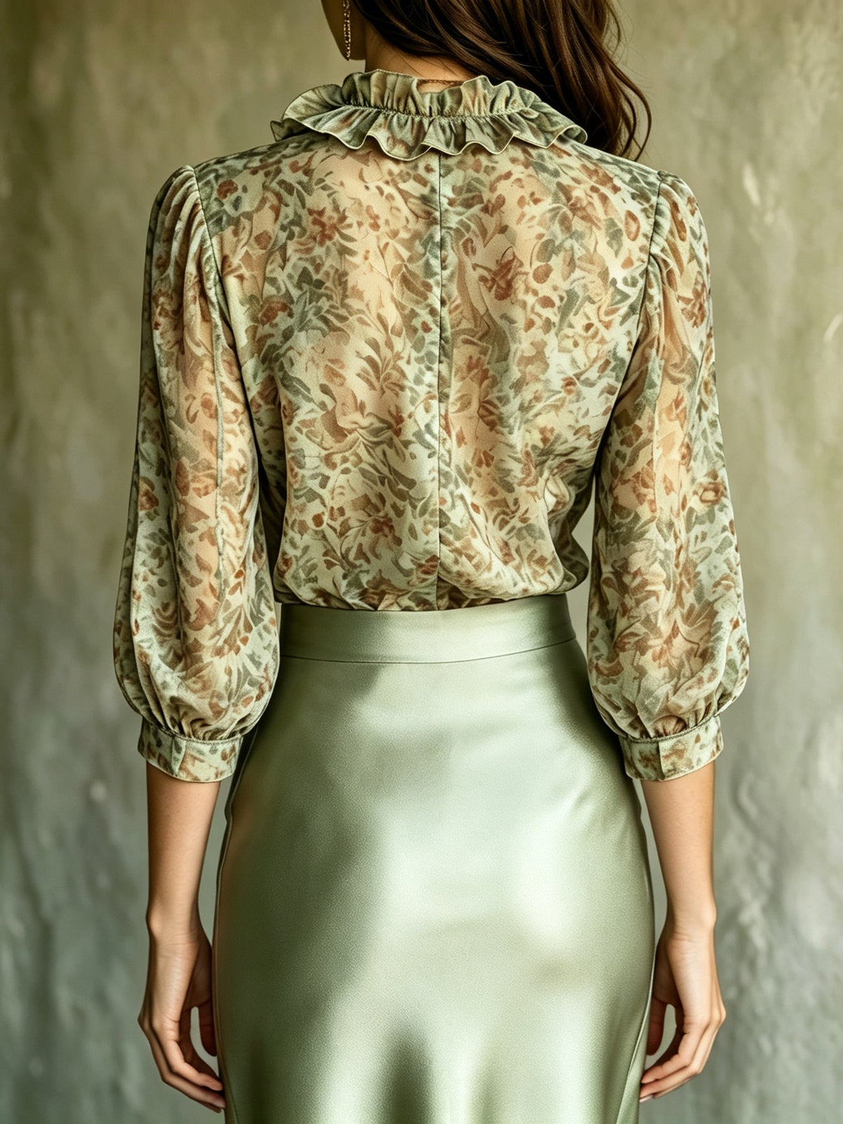ANTOINETTE | Blouse élégante à volants floraux et minijupe en satin