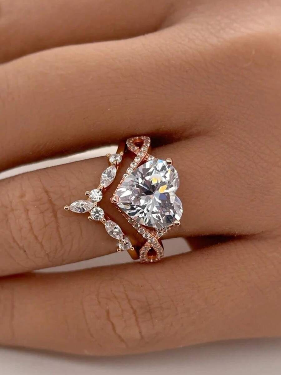 Rosalia – Conjunto de dos anillos en oro rosa con elegancia atemporal
