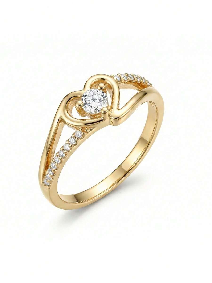 Charlotte – Anillo elegante con corazón de zirconia cúbica brillante
