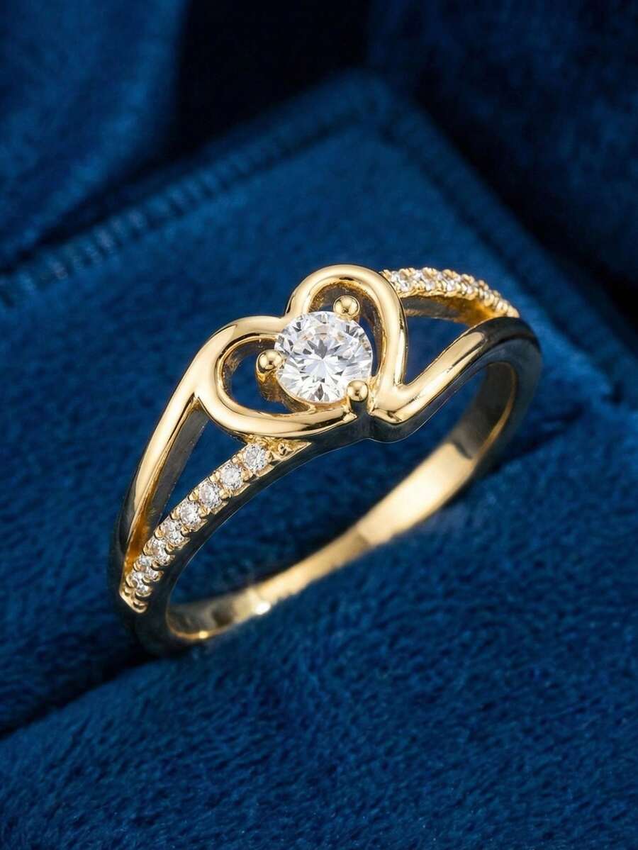 Charlotte – Anillo elegante con corazón de zirconia cúbica brillante