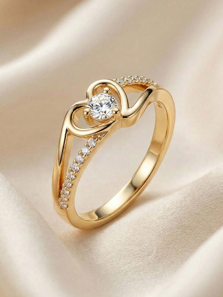 Charlotte – Anillo elegante con corazón de zirconia cúbica brillante