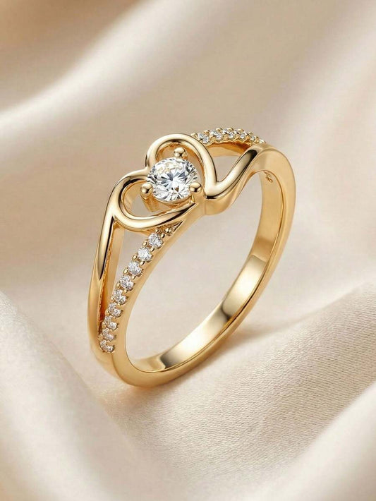 Charlotte – Anillo elegante con corazón de zirconia cúbica brillante