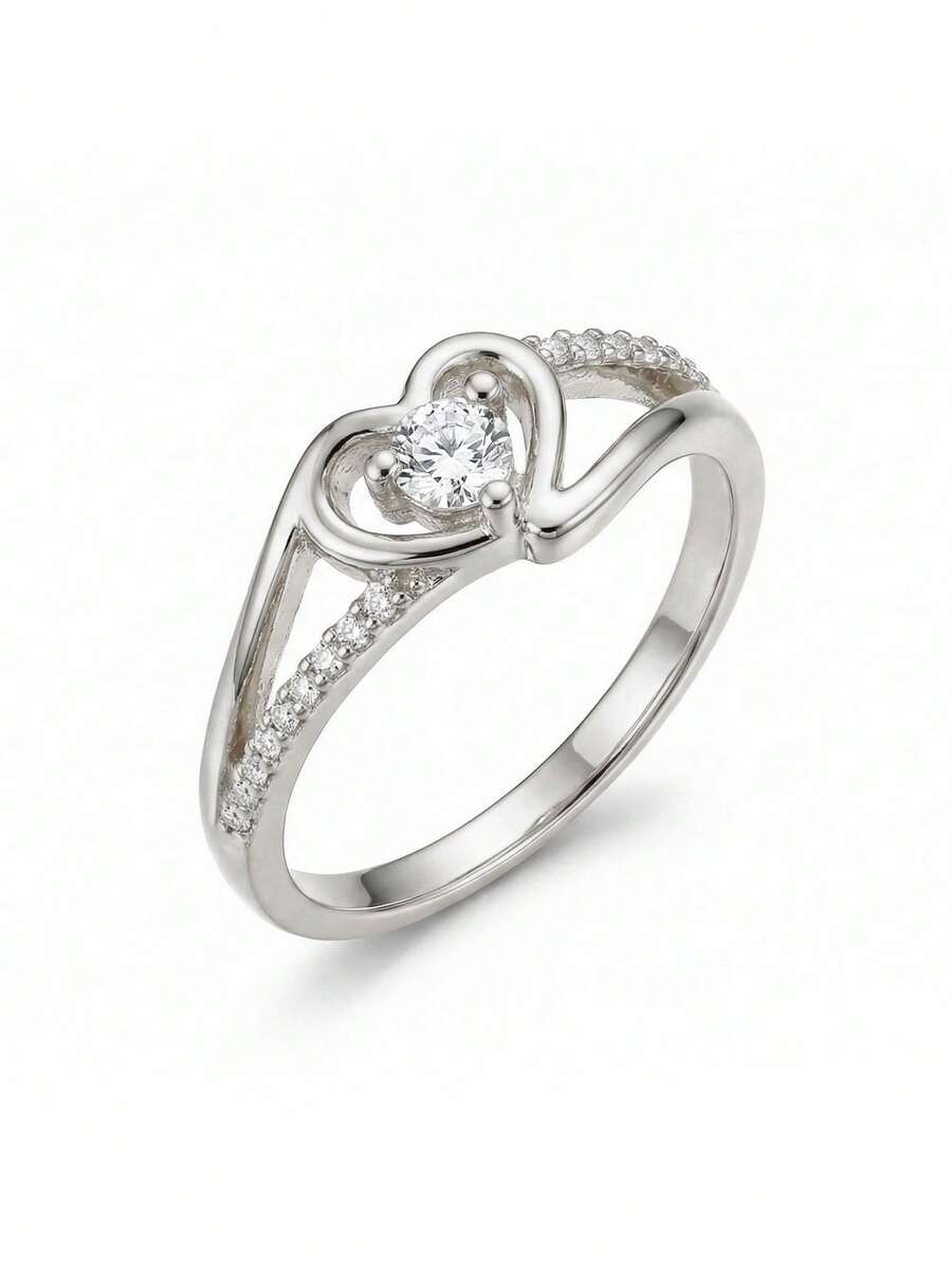 Charlotte – Anillo elegante con corazón de zirconia cúbica brillante