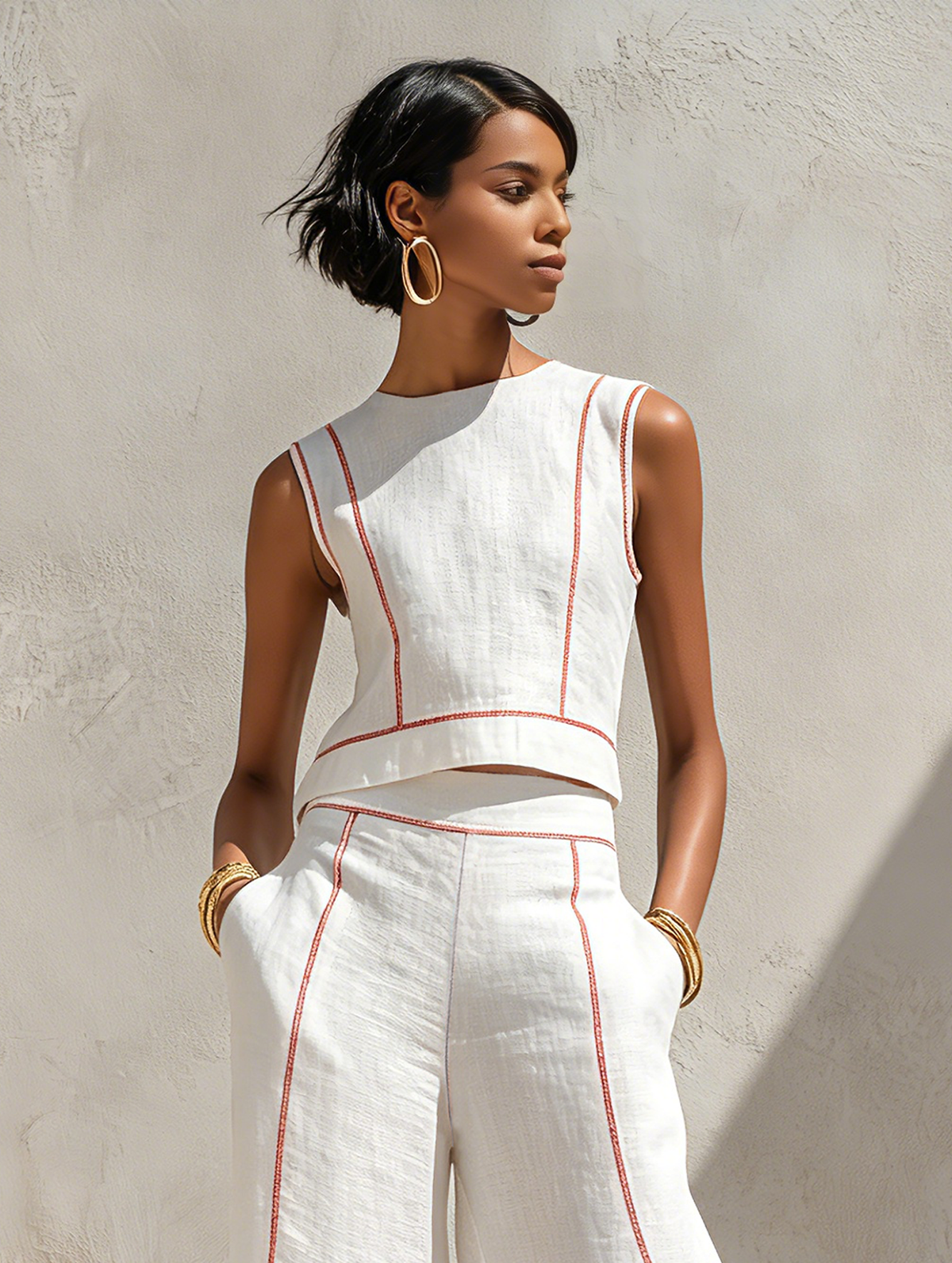 Margot | Ensemble sans manches de pantalon large