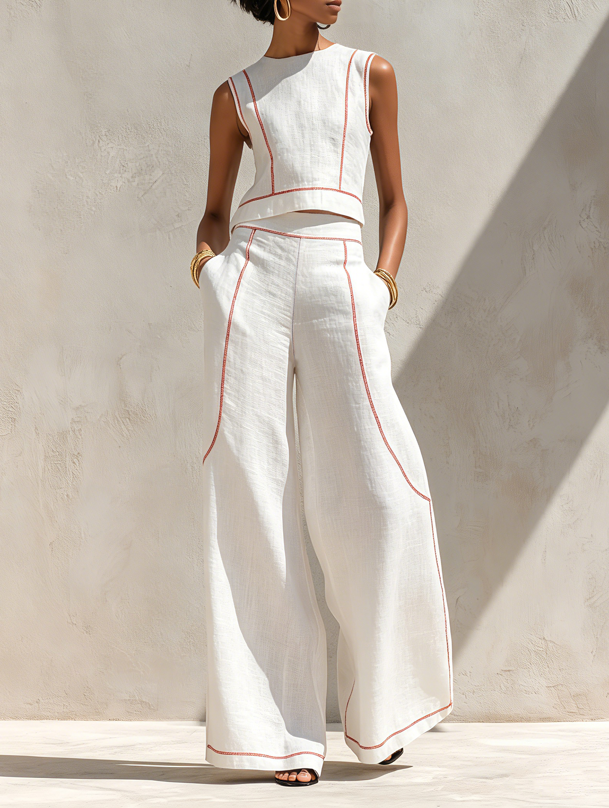 Margot | Ensemble sans manches de pantalon large