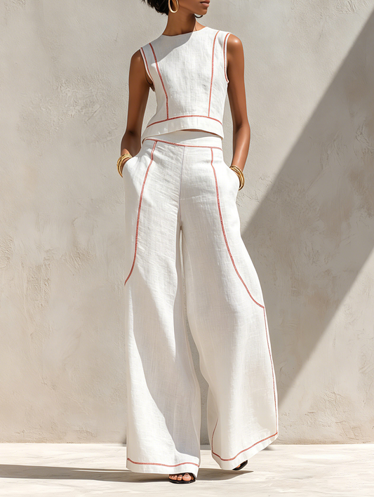 Margot | Ensemble sans manches de pantalon large