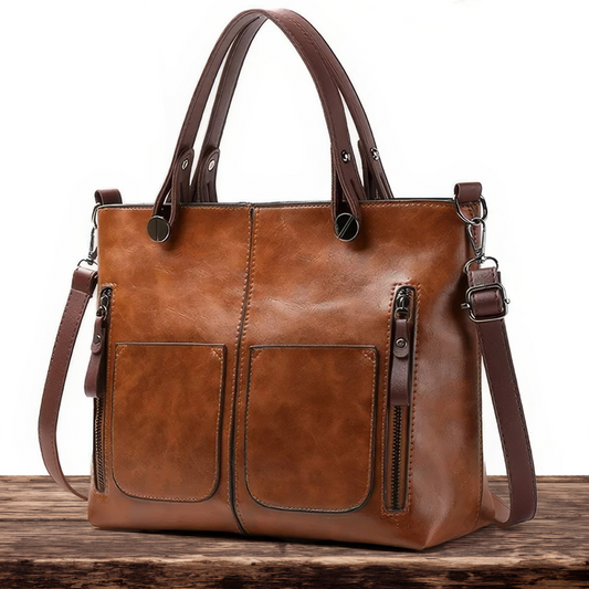Leticia - Bolso Tote Vintage con Bolsillos Laterales