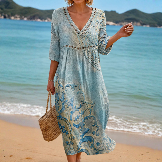 VESTIDO DE PLAYA CON ESTAMPADO ELEGANTE
