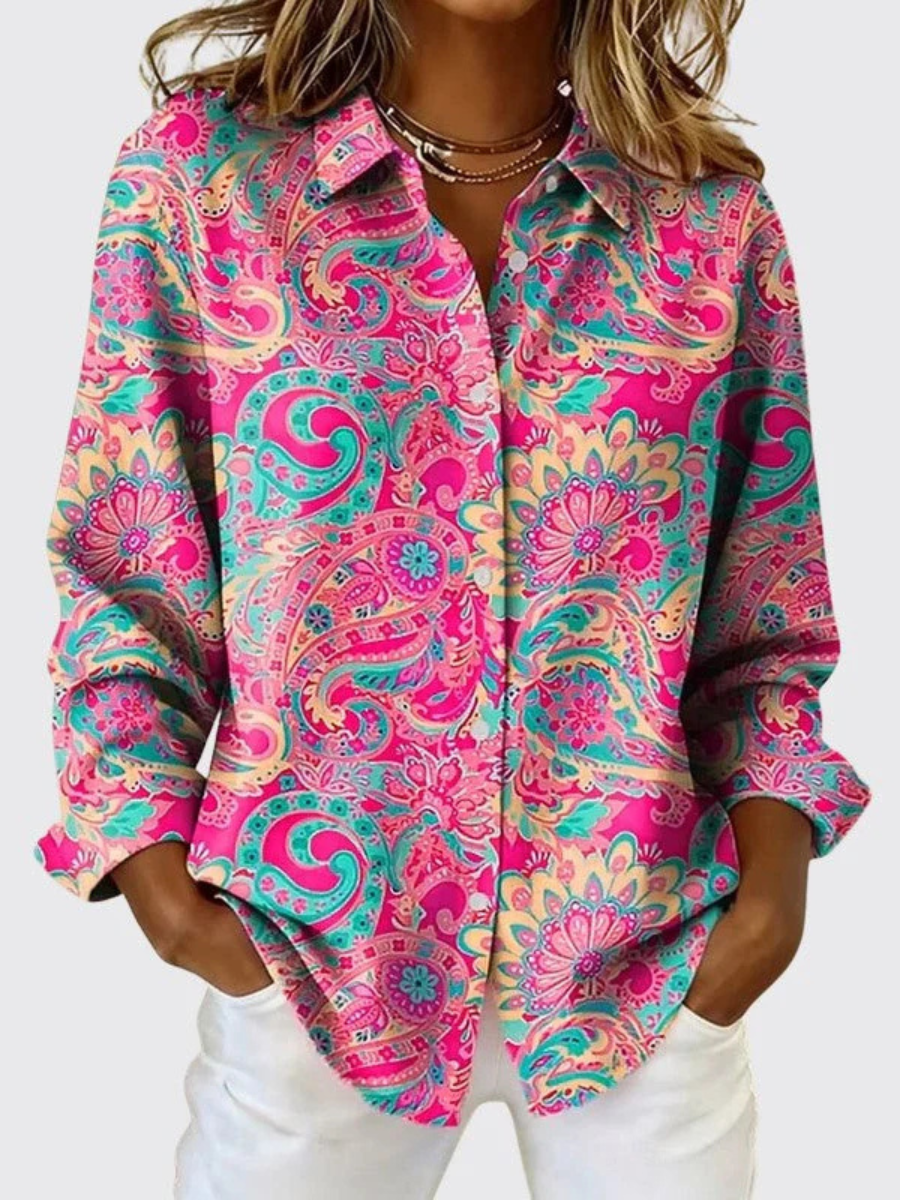 Joséphine™ | Blouse boutonnée à imprimé cachemire