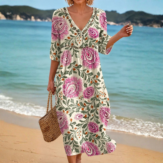 VESTIDO DE PLAYA FLORAL ELEGANTE