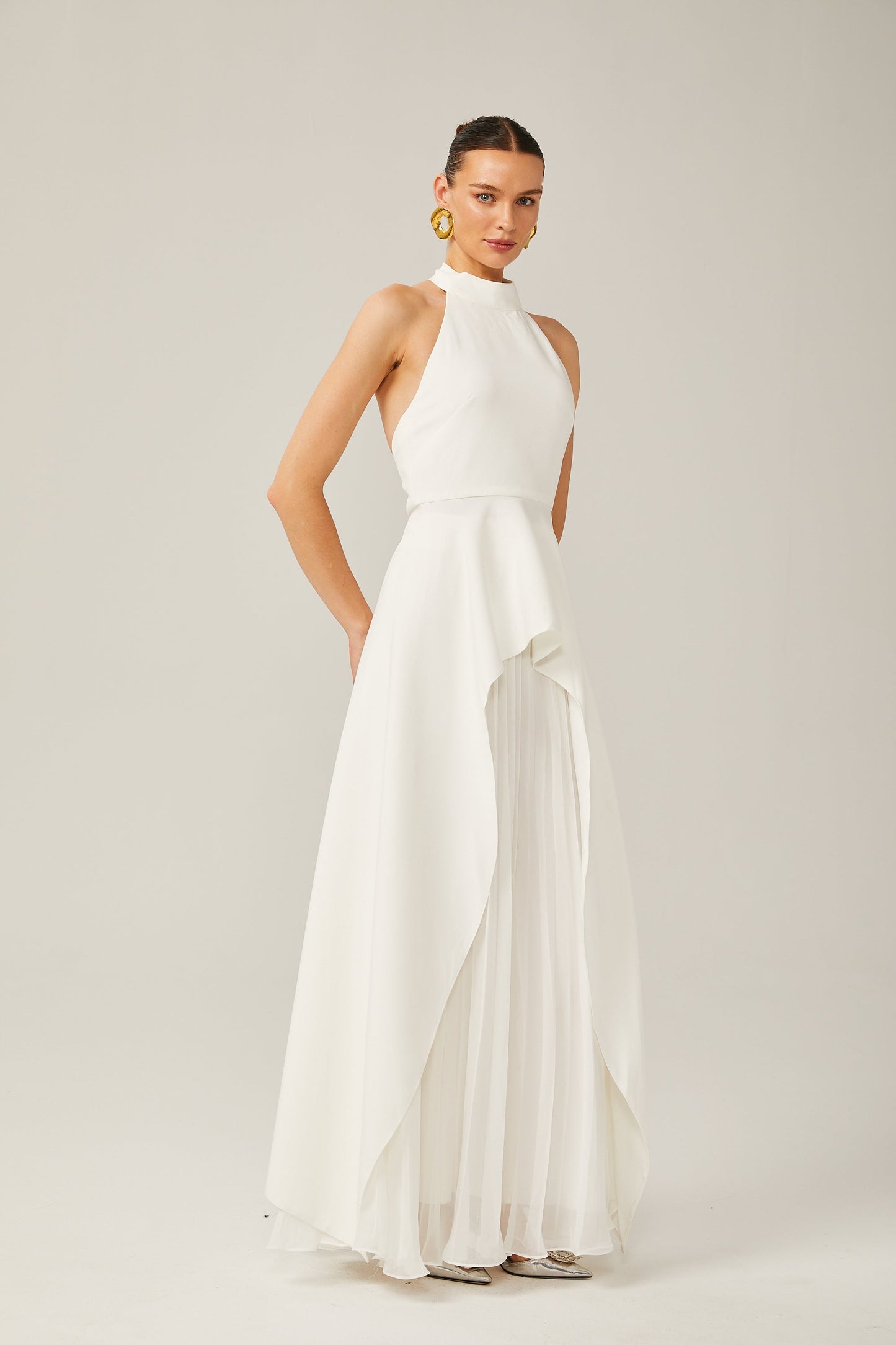 Vestido Largo Con Cuello Halter Inés