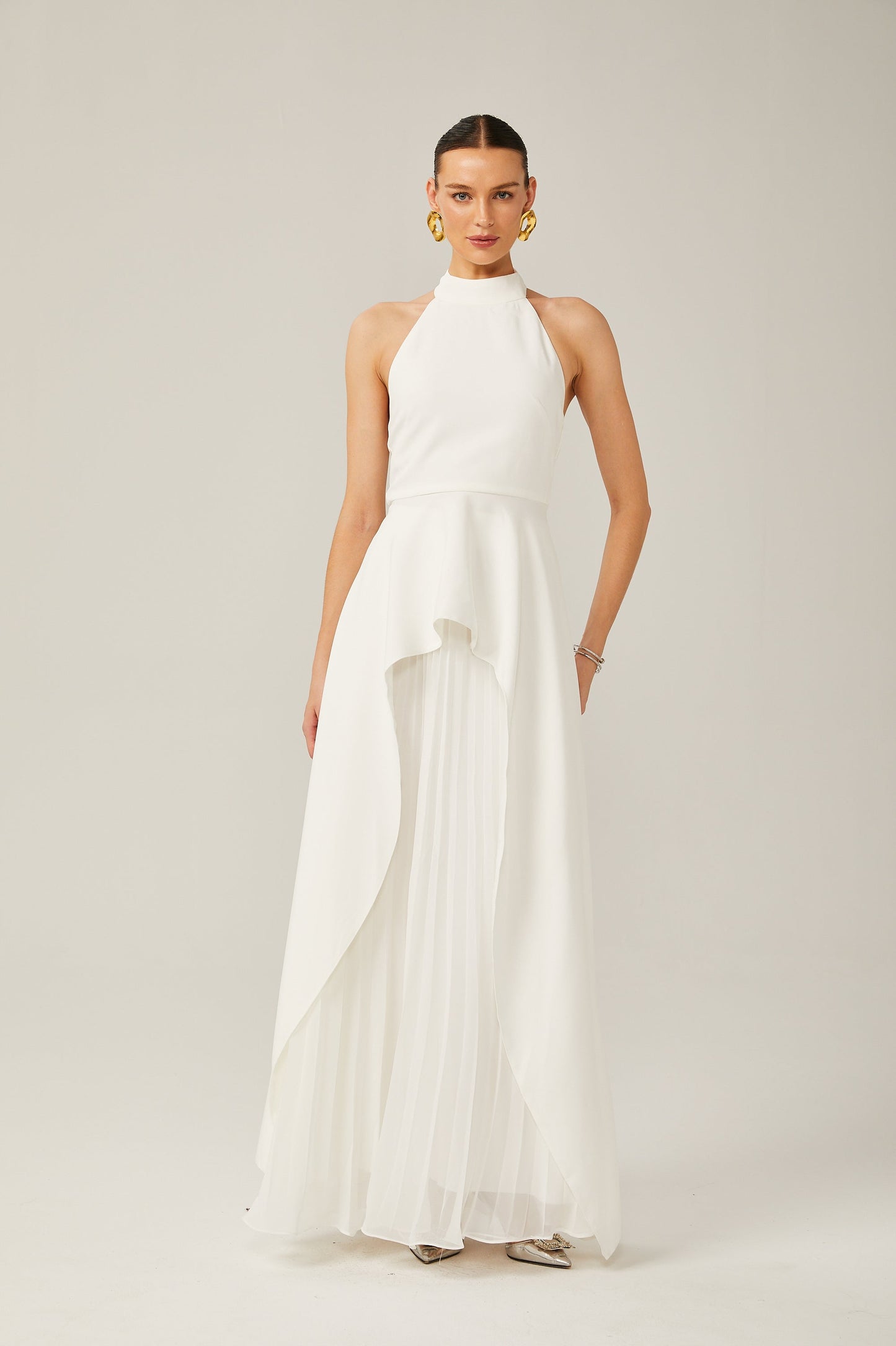 Vestido Largo Con Cuello Halter Inés