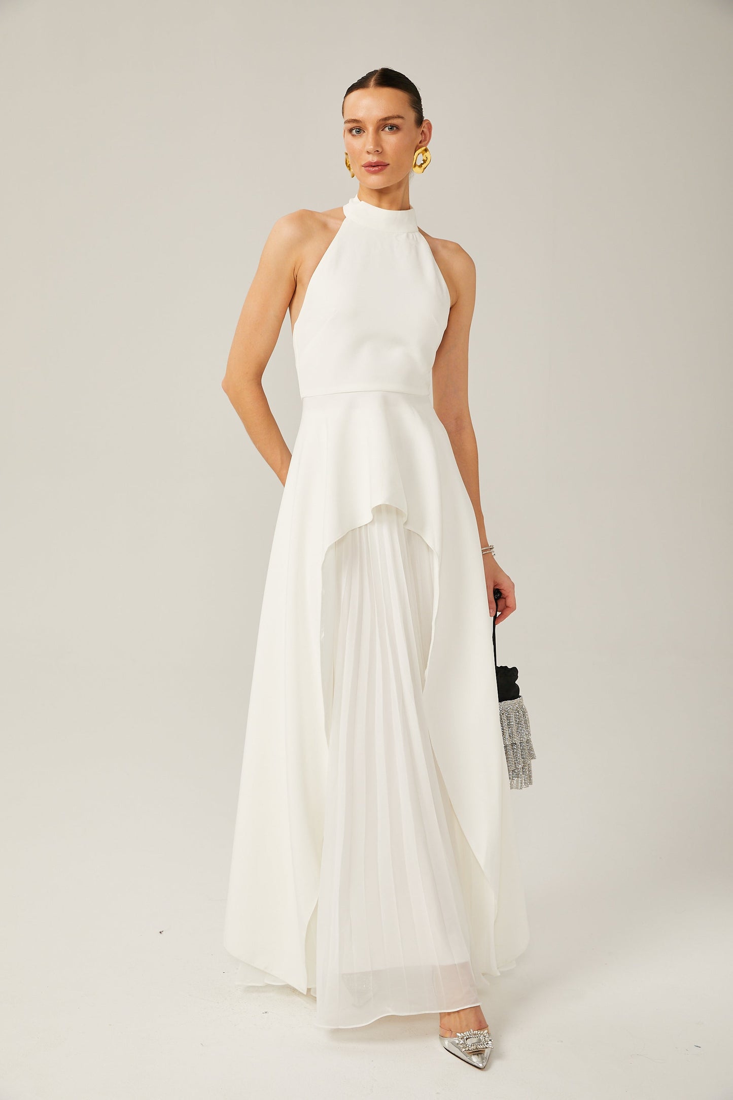 Vestido Largo Con Cuello Halter Inés