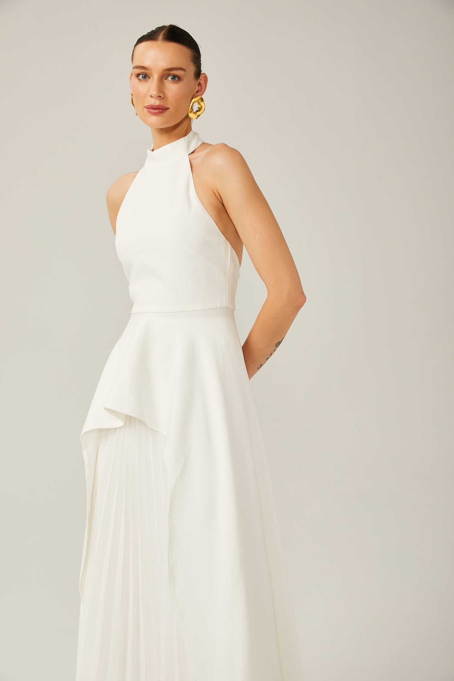 Vestido Largo Con Cuello Halter Inés